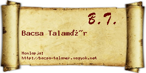 Bacsa Talamér névjegykártya